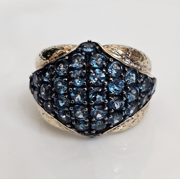 Genuine 5.10 Carat London Blue Topaz Ring Sterling Silver Gold Vermeil Size